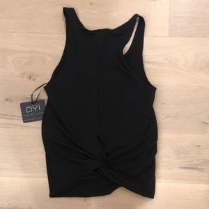 DYI black knotted back tank